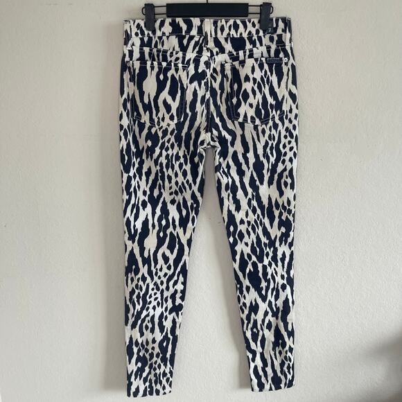 7 For All Mankind The Skinny Jean In Ikat Leopard Print Mid Rise - Size 28 - Picture 5 of 7